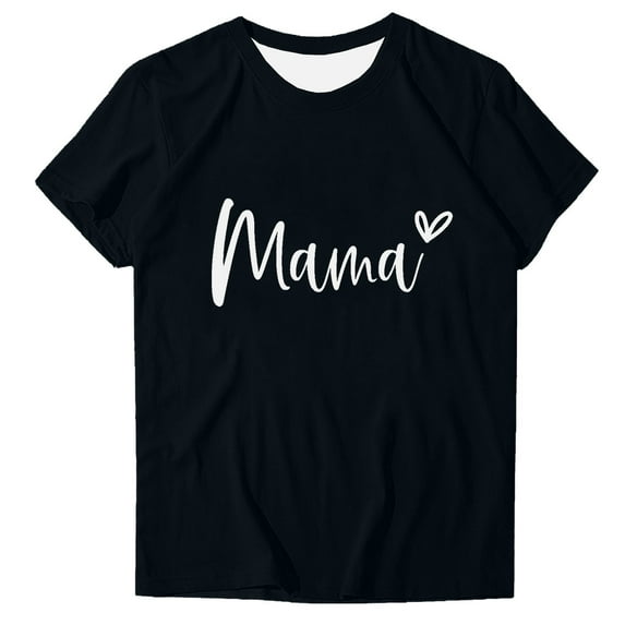 T Shirts Womens Clothes Fun Love Mama Print Soft Modal Short Sleeve Tee Summer Holiday Tops Gifts for Mom (XL, Black 03)