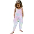 thumbnail image 1 of Toddler Baby Girl One Piece Jumpsuit Sleeveless Strap Tie Dye Rompers Summer Outfits with Pockets (1-2 Years, Multicolor-F), 1 of 5