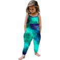 thumbnail image 1 of Savings Toddler Baby Girl One Piece Jumpsuits Sleeveless Strap Galaxy Rompers Summer Outfits with Pockets (3-4 Years, Green), 1 of 5