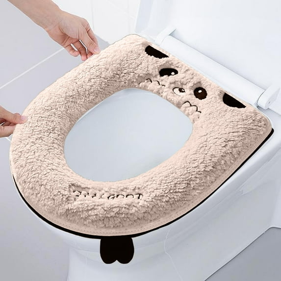 Toilet Seat Cover Thicker Cushion Toilet Seat for Bathroom,Plush Warmer Toilet Seat Cushion Cover with Handle,Washable Household Padded Toilet Seat,Stretchable Toilet Seat Ring