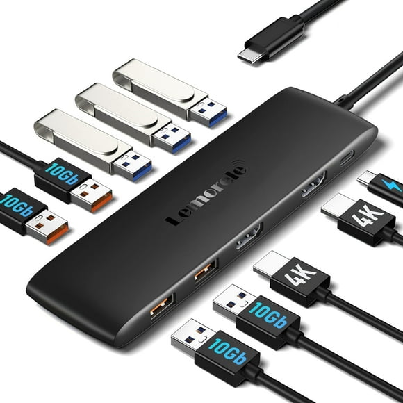 Lemorele 10-in-1 Docking Station with 4K Dual HDMI, 4x USB  3.1 Gen 2 10Gbps, 3x USB A 2.0,100W PD ,USB C Hub for MacBook Air/Pro, iPad, Windows, Switch