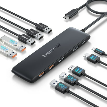 Lemorele 10-in-1 Docking Station with 4K Dual HDMI, 4x USB  3.1 Gen 2 10Gbps, 3x USB A 2.0,100W PD ,Type- C Hub for MacBook Air/Pro, iPad, Windows, Switch