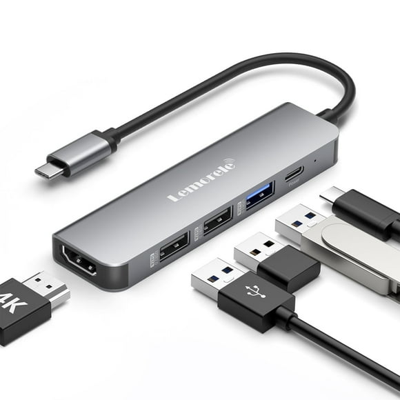 Lemorele USB C Docking Station, 5 in 1 Aluminum Case with 4k HDMI, 3 USB A, Pd 100w USB Adapter for Macbook Air/Pro M1, iPad M1, Windows, Switch, Lenovo, Android
