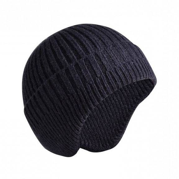 UTSJKR Knit Beanie with Earflap Warm Winter Hat Soft Lightweight Stocking Cap for Men Women Youth Cold Weather Outdoor Navy