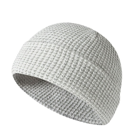 UTSJKR Reflective Beanie for Men Women, Flex Beanie Reflective Winter Hat, Glow in The Dark Beanie, Night Running Walking Beanie Hat White