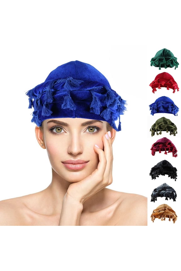 Turban for Men Women Vintage Twist Durag Head Wraps Satin Lined Vintage Turban with Tassel Waves Braids Army Green M