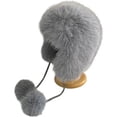 thumbnail image 1 of UTSJKR Winter Trapper Trooper Hat Faux Fur Russian Ushanka Hat Earflap Hunting Cap Plush Comfy Cap for Men Women with Poms Gray, 1 of 5
