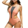 thumbnail image 1 of UTSJKR Women One Piece Sexy Mesh Swimsuit Summer Seaside Beach Spa Swimwear Suspender Halter Cut Out Monokini Swimsuits 2025 Orange XXL, 1 of 5