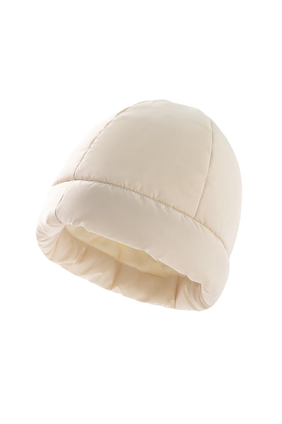 Women's Down Hat, Warm Caps Snowboarding Winter Christmas Girl Ultra Lightweight Waterproof Windproof Fleece for Skiing Beige