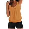 thumbnail image 1 of Savings UTSJKR Women's Tankini Swimsuits Bathing Suit Two Piece Tummy Control Swimwear Banded Bottom Tank Tops with Shorts Orange XXXXL, 1 of 4