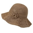 thumbnail image 1 of UTSJKR Womens Knit Wide Brim Sun Hat Flower Detail Summer Outdoor UPF 50+ UV Protection Lightweight Foldable Beach Vacation Hat Khaki, 1 of 6