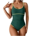 thumbnail image 1 of UTSJKR Womens One Piece Swimsuits Fashion Tummy Control Cutout High Waisted Bathing Suit One Shoulder Color Block Swimsuit Green S, 1 of 7