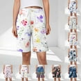thumbnail image 1 of Summer Fatuov Bermuda Shorts for Women with Pocket Elastic Waist Drawstring Summer Lounge Shorts Floral Print Shorts Multicolor, Size S, 1 of 5