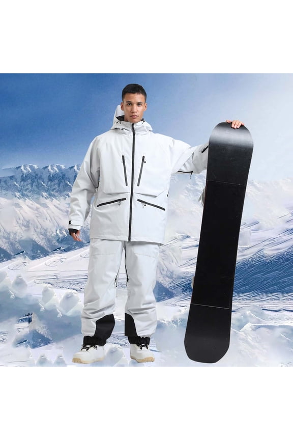 Men's Winter Skiing Jackets Men's Winter Outdoor Sports Double-board Warm Breathable Windproof Ski Jacket Gray L