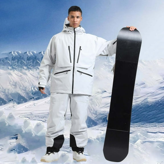 Men's Winter Skiing Jackets Men's Winter Outdoor Sports Double-board Warm Breathable Windproof Ski Jacket Gray L