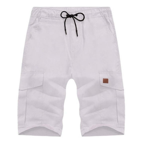 Mens Swim Men's Beach Shorts Ndbuld Men's Plus Size Cargo Shorts Multi-Pockets Relaxed Summer Beach Shorts Pants White XL