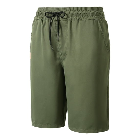 Mens Swim Men's Beach Shorts Ndbuld Mens Fashion Casual Solid Drawstring Elastic Waist Pockets Short Pants Army Green S