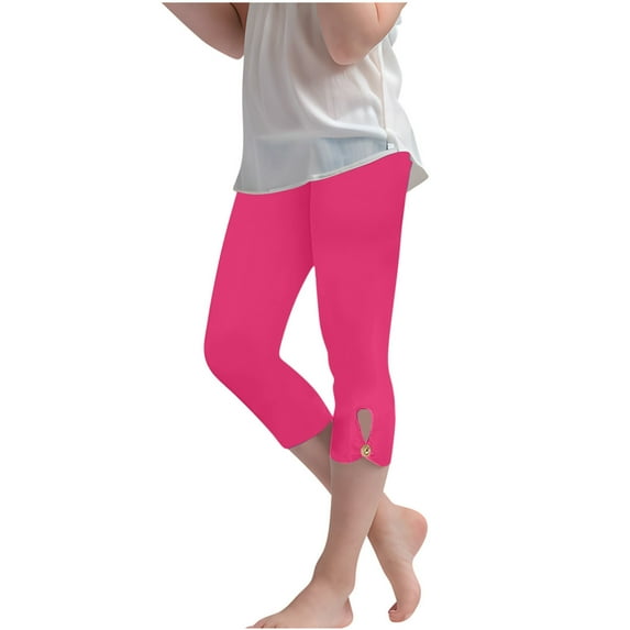 Savings Up to 50% off 3-14Years Leggings for Girls Cropped Trousers Stretchy Workout Running Yoga Pants for Kids Teens Daily Wear Hot Pink 12 Years
