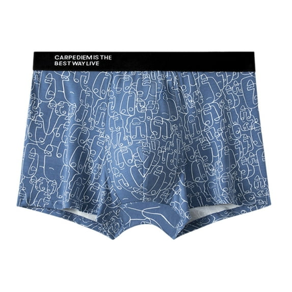 Savings Up to 50% off Men's Cotton Stretch Brief Digital Printing Breathable Close Fitting Underpants Comfortable Boxers Blue 3XL