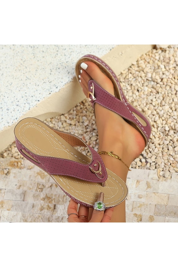 Women's Sandals Women's Fashionable And Casual Summer New Comfortable Solid Wedge Slippers