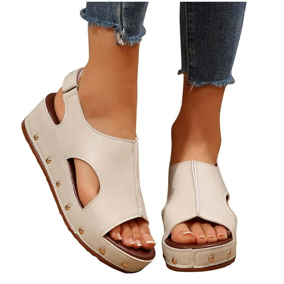 Clear Sandals for Women, Fashion Women Casual Round Head Comfy Sandals Beach Casual Shoes