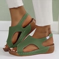 thumbnail image 1 of Summer Sandals for Women Fashion Casual Summer Large Size Solid Open Toe Thick Bottom Wedge Sandals, 1 of 8