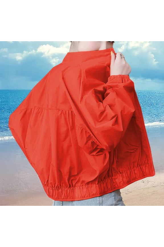 Womens Solid Color Sunscreen Suit With Pocket Zipper Long Sleeved Hoodedless Casual Fashion Outwear