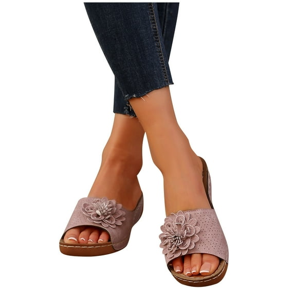 Clear Sandals for Women, Fashion Women Casual Round Head Comfy Slippers Beach Casual Slipsole Shoes