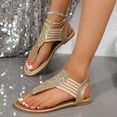 thumbnail image 1 of Womens Sandals Fashion Casual Summer Sequined Flat Elastic Clip-Toe Color Matching Beach Sandals, 1 of 7
