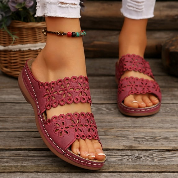 Clear Sandals for Women, Fashion Women Casual Round Head Comfy Slippers Beach Casual Slipsole Shoes