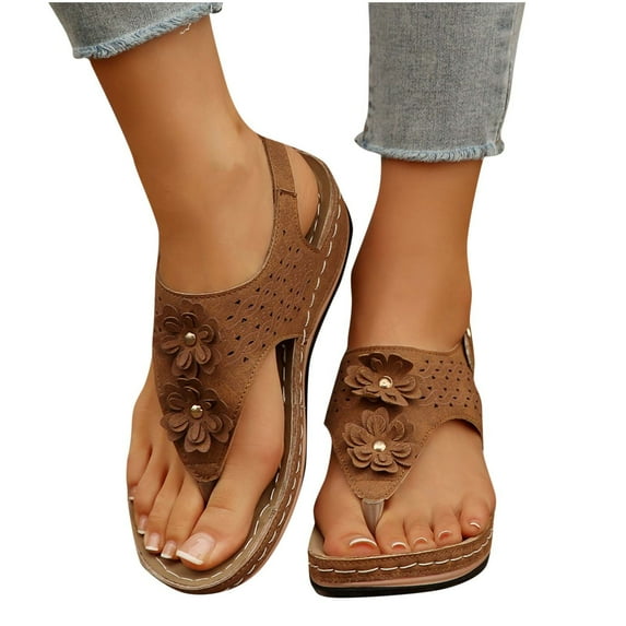 Sandals for Women 2026 Fashion Women Casual Round Head Sandals Comfy Beach Casual Shoes