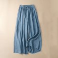 thumbnail image 1 of Wide Leg Pants for Women Drawstring Solid Color Vintage Capri Pant Winter Baggy Cotton Casual Trousers, 1 of 7