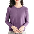 thumbnail image 1 of Women Crewneck Long Sleeve T-Shirts Solid Color Pullover Basic Shirts Casual Cozy Blouses Tee (M, Purple), 1 of 5