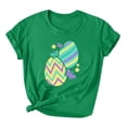 thumbnail image 1 of Women Easter Short Sleeve Round Neck Shirts Casual Cute Print Tee Summer Lightweight Pullover Tops (XL, C Green), 1 of 3
