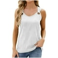 thumbnail image 1 of Women Sleeveless Tank Tops Casual Solid Scoop Neck Ribbed Knit Shirts Loose Tunic Metal Ring Blouses (S, White), 1 of 8