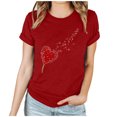 thumbnail image 1 of Women Valentine's Day Shirts Short Sleeve Crewneck Cute Graphic T-Shirts Casual Pullover Tunic Tops (M, D Red), 1 of 5