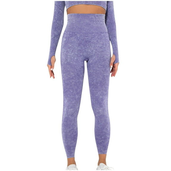 Women's High Waisted Yoga Pants Slim Fit Stretchy Workout Pants Butt Lifting Skinny Leggings Capris Pants Purple,L