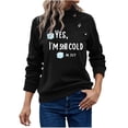 thumbnail image 1 of Savings Women's Long Sleeve Crewneck Letter Printed Side Buttons Tunic Shirts Trendy Casual Pullover Sweatshirts Black,M, 1 of 6