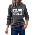thumbnail image 1 of Savings Women's Long Sleeve Crewneck Letter Printed Side Buttons Tunic Shirts Trendy Casual Pullover Sweatshirts Gray,2XL, 1 of 6