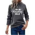 thumbnail image 1 of Savings Women's Long Sleeve Crewneck Letter Printed Side Buttons Tunic Shirts Trendy Casual Pullover Sweatshirts Gray,M, 1 of 6