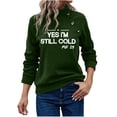 thumbnail image 1 of Savings Women's Long Sleeve Crewneck Letter Printed Side Buttons Tunic Shirts Trendy Casual Pullover Sweatshirts Green,2XL, 1 of 6