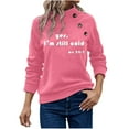 thumbnail image 1 of Savings Women's Long Sleeve Crewneck Letter Printed Side Buttons Tunic Shirts Trendy Casual Pullover Sweatshirts Pink,M, 1 of 6
