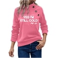 thumbnail image 1 of Savings Women's Long Sleeve Crewneck Letter Printed Side Buttons Tunic Shirts Trendy Casual Pullover Sweatshirts Pink,M, 1 of 6