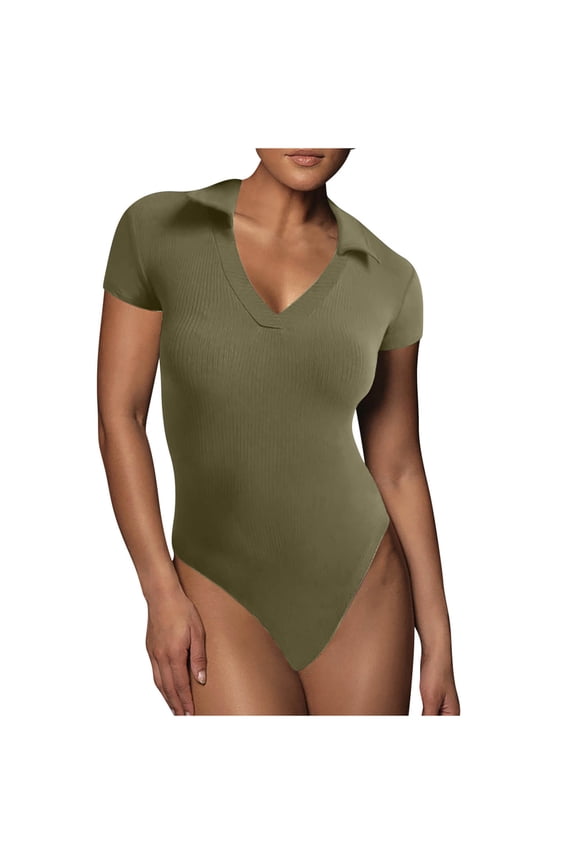 Women's Skinny Jumpsuits Trendy Solid Color Cutout Stretchy Pullover Tights Green,S