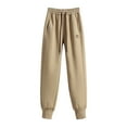 thumbnail image 1 of Women's Thickened Warm Sweatpants Drawstring Waist Fleece Lined Trendy Long Workout Pants Casual Trousers Khaki,M, 1 of 5