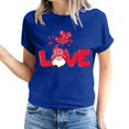 thumbnail image 1 of Women's Valentine's Day Short Sleeve Shirts Gnome Graphic Casual Basic Tees Tunic Crew Neck Printed Blouses Tops (2XL, Dark Blue), 1 of 5