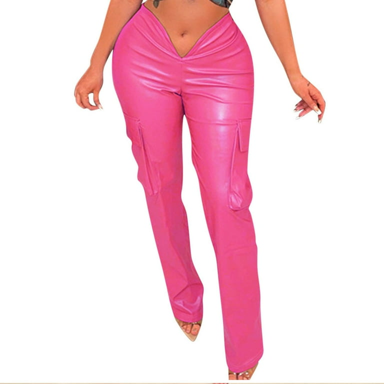 Savings Women's Vintage Low Waisted Faux PU Leather Pants