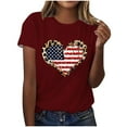 thumbnail image 1 of Womens America Land of The Free Shirt Independence Day Tunic Blouses American Flag Printed T-Shirt Scooped Neck Tee Short Sleeve Tops Causal Vintage Tunics Going Out Blouses, 1 of 4