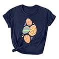 thumbnail image 1 of Savings Womens Easter Short Sleeve Round Neck Shirts Casual Cute Print Tee Summer Lightweight Pullover Tops (3XL, C Navy), 1 of 3