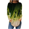 thumbnail image 1 of Womens Round Neck Long Sleeve Shirts Casual Gradient Color Pullover Tops Plus Size Loose Tunic T-Shirts (S, Green), 1 of 6